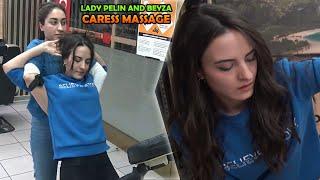 BEYZA TO PELIN GAVE CARESS MASSAGE & BACK CRACK & Asmr Female Back, Elbow, Neck, Arm, Palm massage