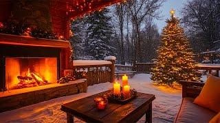 Dreamy Winter Porch Ambience (12 HOURS)  Fire Sounds for Relaxation & Sleep