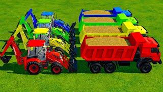 HARVESTING STRAW WITH COLORED TRACTORS & HARVESTERS - Farming Simulator 22