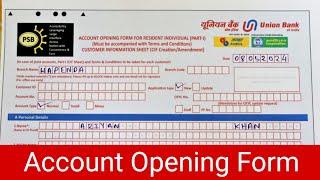 Union Bank Savings Account Opening Form Fill Up 2024 | Union Bank Of India Account Opening Form