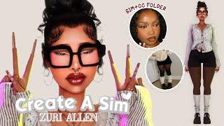 CREATE A SIM | Zuri Allen " COZY ARTSY LOVER " | + CC Folder & Sims Download | SAVE FILE SIMS |