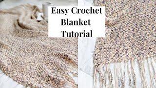 Easy Crochet Textured Blanket Tutorial - Beginner Crochet Blanket Using Only 2 Stitches!