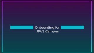 Welcome to RWS - RWS Campus onboarding video