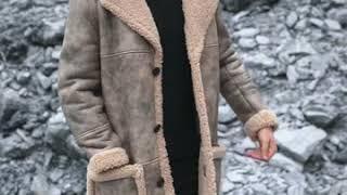 Custom Distressed Rancher Sheepskin Shearling Coat CW828107