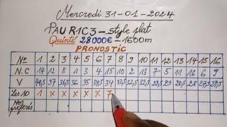 Pronostic quinté du jour mercredi 31/01/2024