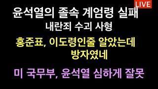 윤석열 김용현의 계엄 실패 3일차 / 미국무부 부장관, 윤석열 심하게 잘못했다 / 내란죄수괴는 사형