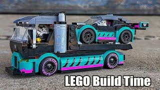 LEGO City Race Car and Car Carrier Truck 60406 Review and Speed Build!