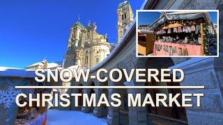 Einsiedeln - Monastery - Christmas market - Snow - Switzerland, 4K