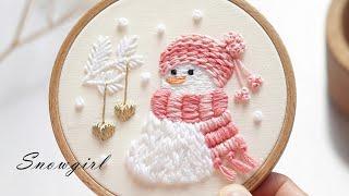 Snowgirl, new embroidery tutorial with PDF Pattern