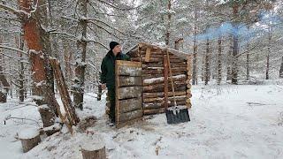 My Cozy forest house, Hiding in a house from a strong snowstorm, Forest Cooking