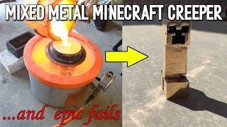 Mixed Metal Minecraft Creeper Casting (And Epic Fails) - Lost PLA Casting