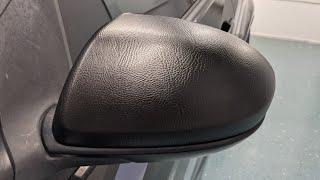 Hexis Black leather grain vinyl wrap on mirrors before and after video.