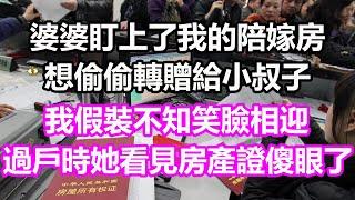 婆婆盯上了我的陪嫁房，想偷偷轉贈給小叔子，我假裝不知笑臉相迎，過戶時她看見房產證傻眼了#淺談人生#民間故事#孝顺#儿女#讀書#養生#深夜淺讀#情感故事#房产#晚年哲理#中老年心語#養老#小嫺說故事