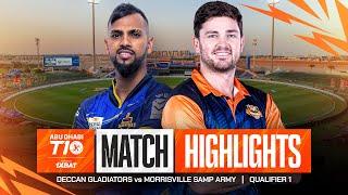 2024 Abu Dhabi T10 I Qualifier 1 Highlights: Deccan Gladiators vs Morrisville Samp Army  | Season 8