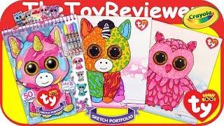 TY Beanie Boo Sketch Portfolio Color Babies Coloring Markers Unboxing Toy Review by TheToyReviewer