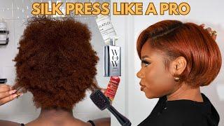 How To: Silk Press Like A Pro On Short Natural Hair Without Frizzing (Wash Day) | Chev B.