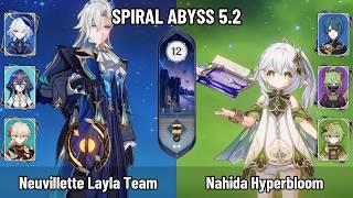 C0 Neuvillette Layla Freeze Team | C1 Nahida Hyperbloom | New Spiral Abyss 5.2 | Genshin Impact