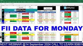 FII DII Data Analysis For monday 16 september Monday fii FnO Data analysis  fii dii fno data nifty