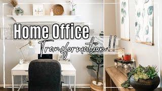 SMALL HOME OFFICE TRANSFORMATION 2020 :: ROOM MAKEOVER ON A BUDGET! :: BEDROOM OFFICE IDEAS