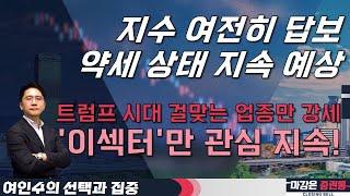 지수 여전히 답보 약세 상태 지속 예상! 트럼프 시대 걸맞는 업종만 강세! '이섹터'만 관심 지속! #여인수  #선택과집중 #투자전략