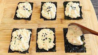 Just mashed the tofu and spread on the seaweed, it's as tasty as seafood omelette《Seaweed Tofu Cake》