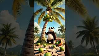 The panda plants a coconut tree and waters it  then the farmer eats the fruit #ai #panda #shorts