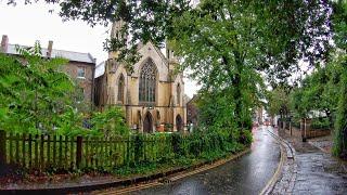 Rain Walk London Hampstead, Side Streets and Alleyways - 4K