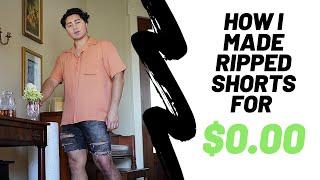 How To Make Ripped Shorts For Guys | No Sew DIY