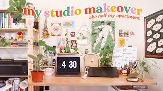 ART STUDIO APARTMENT MAKEOVER + studio tour  working from home