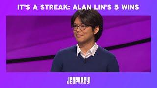 It's a Streak: Alan Lin's 5 Wins | JEOPARDY!