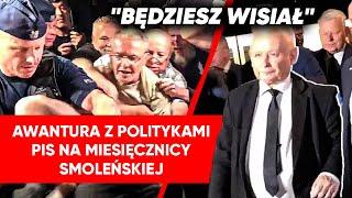 "Tam się leją z Kaczyńskim". Policja wezwała karetkę. Tłum skandował: Kaczor do domu