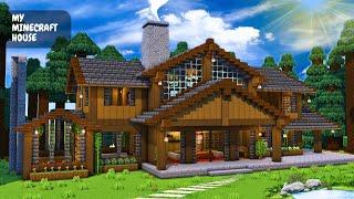 Minecraft: How to Build a Survival House with Dark Wood (Easy to Build) | Tutorial