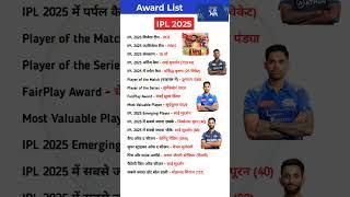 IPL 2025 Awards| IPL 2025 Gk |Sports Current Affairs 2025 | IPL 2025 Important Questions |