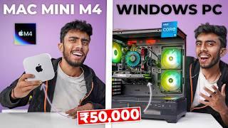 50,000/- RS MAC Mini M4 VS Windows PC! Hard Gaming & Editing Test *Shocking Result*