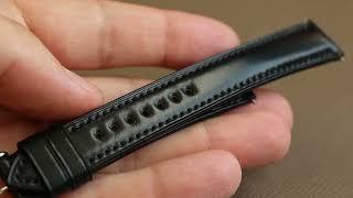 Black Horween Genuine Shell Cordovan leather custom watch strap (Padded design)