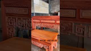 Khách đặt 2 bộ bàn thờ đẹp long lanh bằng gỗ Gõ Đỏ. A/Chị nào cần liên hệ e nhé! #bantho #banthodung