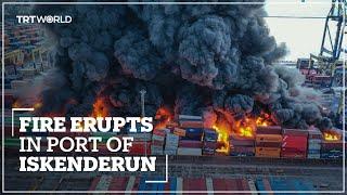 Large fire at International Port of Iskenderun in Hatay following #TurkiyeQuakes