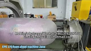 polyethylene EPE PE 170 foam sheet roll mattress machine running process testing for USA customer