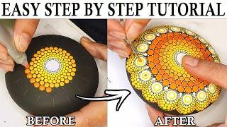 How to Paint Mandala Dot Painting Art Rock Beach Pebble Tutorial Painting Dotting Mandalas Sun