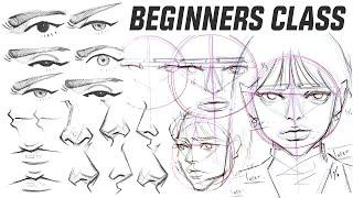  BEGINNERS CLASS - GUIDE LINE, EYES, NOSE, LIPS [TUTORIAL] 