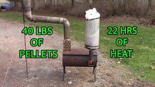 Updated - Wood Stove Gravity Fed Pellet Feeder - 22 hours of heat