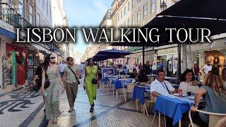 Lisbon Walking Tour | Praça do Rossio, Rua Augusta ve Praça do Comércio | 4K