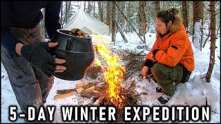 5-Day Couples Winter Camping - Heavy Snow, Hot Tent