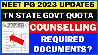 🩺NEET PG 2023 | TN Govt Quota Counselling Required Important Documents | NEET PG Tamil