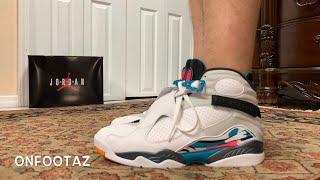 Air Jordan 8 VIII South Beach White Turbo Green On Foot