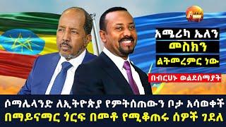 Arada daily news:ሶማሌላንድ ለኢትዮጵያ የምትሰጠውን ቦታ አሳወቀች"አሜሪካ ኤለን መስክን ልትመረምር ነው"በማይናማር ጎርፍ በመቶ የሚቆጠሩ ሰዎች ገደለ