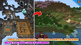 MCPE 1.20 Seed Diamond - Pillage & Nether Portal At-Spawn - Cherry grove & Mushroom island Nearby