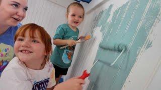 CLUB HOUSE - PAiNT PARTY!!  Bedroom makeover with Adley and Niko! sliding, painting, and playing!