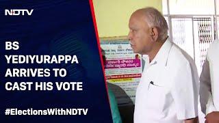 Karnataka Election 2023: BS Yediyurappa Arrives At A Polling Booth To Cast His Vote