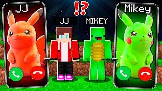 JJ Creepy PIKACHU vs Mikey PIKACHU CALLING to MIKEY and JJ at 3am ! - in Minecraft Maizen